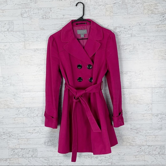 Ann Taylor Jackets & Blazers - Ann Taylor fuchsia belted button up trench coat